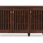 Baxton Studio Fernanda Modern and Contemporary 3-Door Oak Brown Wooden Entryway Shoes Storage Wide Cabinet