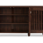 Baxton Studio Fernanda Modern and Contemporary 3-Door Oak Brown Wooden Entryway Shoes Storage Wide Cabinet