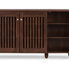 Baxton Studio Fernanda Modern and Contemporary 3-Door Oak Brown Wooden Entryway Shoes Storage Wide Cabinet