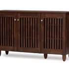 Baxton Studio Fernanda Modern and Contemporary 3-Door Oak Brown Wooden Entryway Shoes Storage Wide Cabinet
