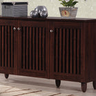 Baxton Studio Fernanda Modern and Contemporary 3-Door Oak Brown Wooden Entryway Shoes Storage Wide Cabinet
