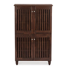 Baxton Studio Fernanda Modern and Contemporary 4-Door Oak Brown Wooden Entryway Shoes Storage Tall Cabinet