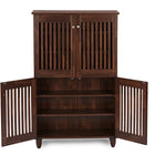 Baxton Studio Fernanda Modern and Contemporary 4-Door Oak Brown Wooden Entryway Shoes Storage Tall Cabinet