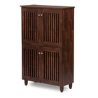 Baxton Studio Fernanda Modern and Contemporary 4-Door Oak Brown Wooden Entryway Shoes Storage Tall Cabinet