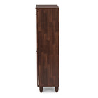 Baxton Studio Fernanda Modern and Contemporary 4-Door Oak Brown Wooden Entryway Shoes Storage Tall Cabinet