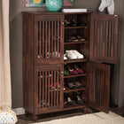 Baxton Studio Fernanda Modern and Contemporary 4-Door Oak Brown Wooden Entryway Shoes Storage Tall Cabinet