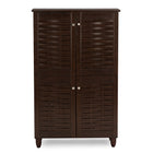 Baxton Studio Winda Modern and Contemporary 4-Door Dark Brown Wooden Entryway Shoes Storage Cabinet