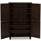 Baxton Studio Winda Modern and Contemporary 4-Door Dark Brown Wooden Entryway Shoes Storage Cabinet