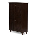 Baxton Studio Winda Modern and Contemporary 4-Door Dark Brown Wooden Entryway Shoes Storage Cabinet