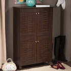 Baxton Studio Winda Modern and Contemporary 4-Door Dark Brown Wooden Entryway Shoes Storage Cabinet