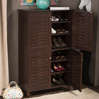 Baxton Studio Winda Modern and Contemporary 4-Door Dark Brown Wooden Entryway Shoes Storage Cabinet