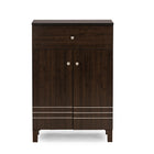 Baxton Studio Felda Dark Brown Modern Shoe Cabinet with 2 Doors and Drawer