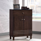 Baxton Studio Felda Dark Brown Modern Shoe Cabinet with 2 Doors and Drawer