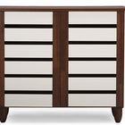 Baxton Studio Gisela Oak and White 2-tone Shoe Cabinet With 2 Doors