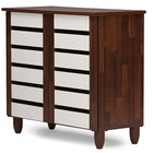 Baxton Studio Gisela Oak and White 2-tone Shoe Cabinet With 2 Doors