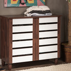 Baxton Studio Gisela Oak and White 2-tone Shoe Cabinet With 2 Doors