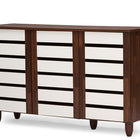 Baxton Studio Gisela Oak and White 2-tone Shoe Cabinet With 3 Doors