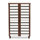 Baxton Studio Gisela Oak and White 2-tone Shoe Cabinet With 4 Door