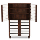 Baxton Studio Gisela Oak and White 2-tone Shoe Cabinet With 4 Door