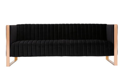 Manhattan Comfort Trillium Mid-Century Modern 83" Velvet Sofa in Black