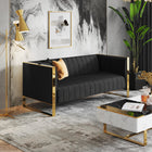 Manhattan Comfort Trillium Mid-Century Modern 83" Velvet Sofa in Black