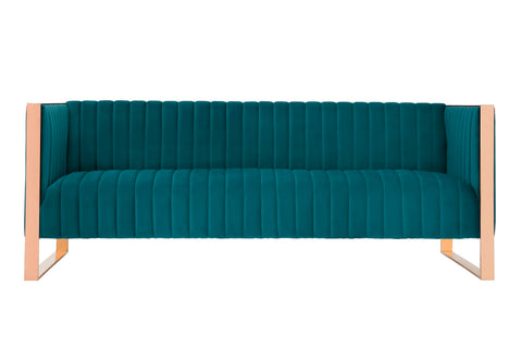 Manhattan Comfort Trillium Mid-Century Modern 83" Velvet Sofa in Teal