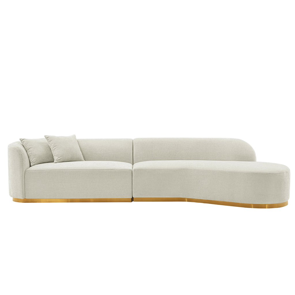 Manhattan Comfort Daria Modern 132" Chenille Sectional in Ivory