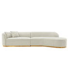 Manhattan Comfort Daria Modern 132" Chenille Sectional in Ivory
