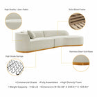 Manhattan Comfort Daria Modern 132" Chenille Sectional in Ivory