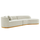 Manhattan Comfort Daria Modern 132" Chenille Sectional in Ivory