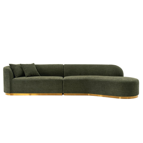 Manhattan Comfort Daria Modern 132" Chenille Sectional in Olive Green
