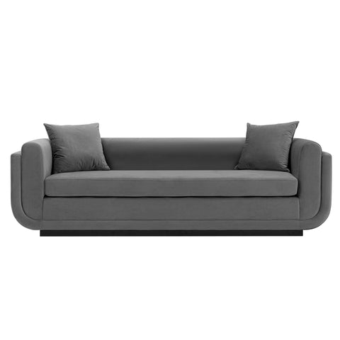 Manhattan Comfort Edmonda Modern 91" Velvet Sofa in Dark Gray