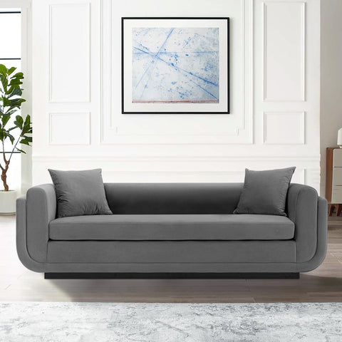 Manhattan Comfort Edmonda Modern 91" Velvet Sofa in Dark Gray