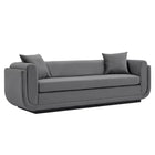 Manhattan Comfort Edmonda Modern 91" Velvet Sofa in Dark Gray