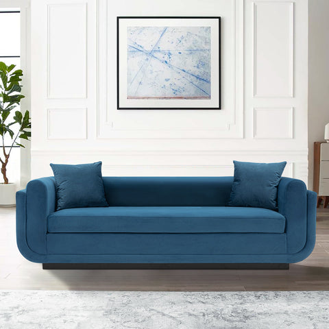 Manhattan Comfort Edmonda Modern 91" Velvet Sofa in Sapphire Blue