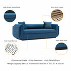 Manhattan Comfort Edmonda Modern 91" Velvet Sofa in Sapphire Blue