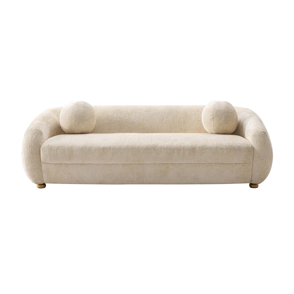 Manhattan Comfort Tribeca Mid-Century Modern 86" Chenille Sofa in Cream