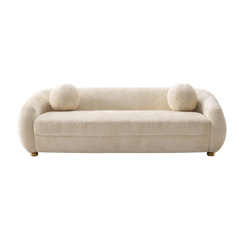 Manhattan Comfort Tribeca Mid-Century Modern 86" Chenille Sofa in Cream