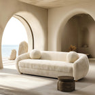Manhattan Comfort Tribeca Mid-Century Modern 86" Chenille Sofa in Cream