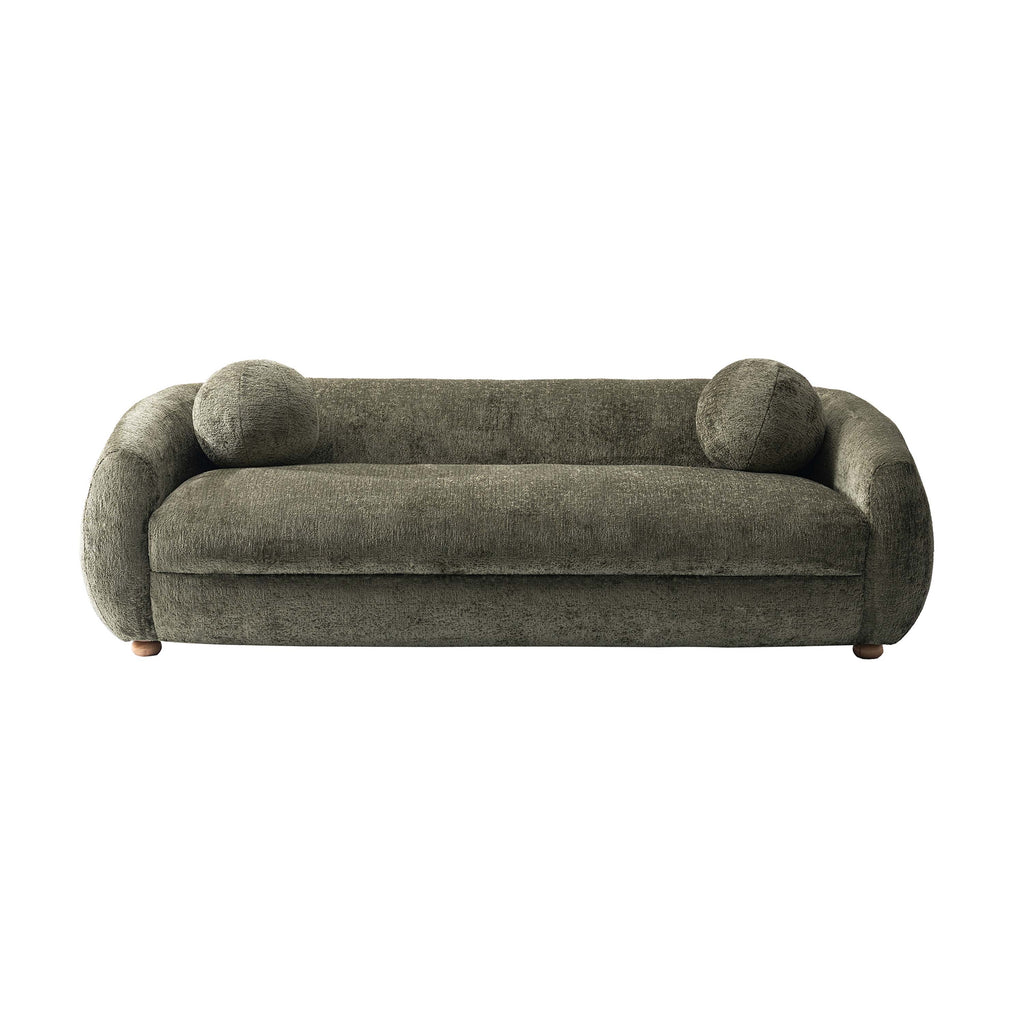 Manhattan Comfort Tribeca Mid-Century Modern 86" Chenille Sofa in Olive Green