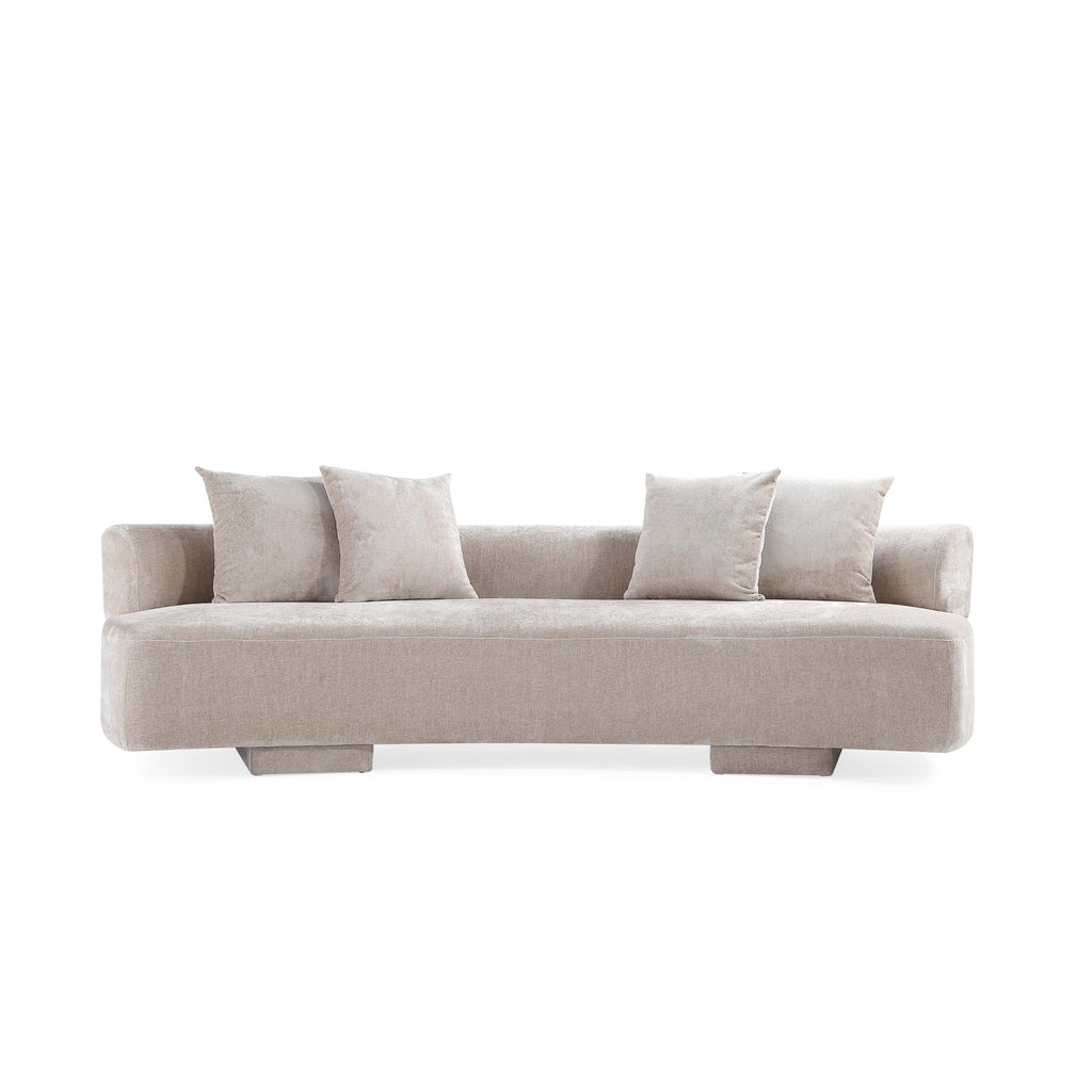 Manhattan Comfort Verandah Mid-Century Modern 112" Chenille Sofa in Beige