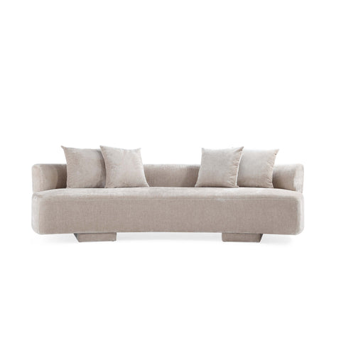 Manhattan Comfort Verandah Mid-Century Modern 112" Chenille Sofa in Beige