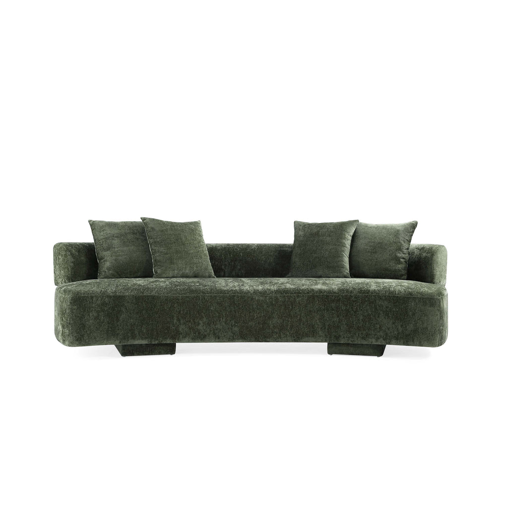 Manhattan Comfort Verandah Mid-Century Modern 112" Chenille Sofa in Olive Green