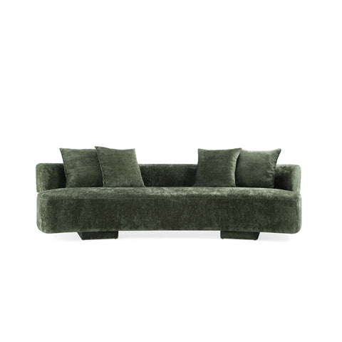 Manhattan Comfort Verandah Mid-Century Modern 112" Chenille Sofa in Olive Green