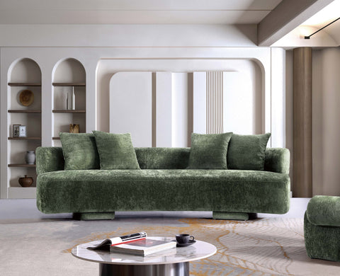 Manhattan Comfort Verandah Mid-Century Modern 112" Chenille Sofa in Olive Green