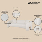 Manhattan Comfort Sylvia Modern Glam 104" Tweed Loveseat in Ivory