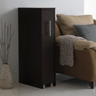 Baxton Studio Lindo Dark Brown Wood Bookcase with One Pulled-out Door Shelving Cabinet
