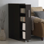 Baxton Studio Lindo Dark Brown Wood Bookcase with One Pulled-out Door Shelving Cabinet