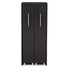 Baxton Studio Lindo Dark Brown Wood Bookcase with Two Pulled-out Doors Shelving Cabinet