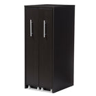 Baxton Studio Lindo Dark Brown Wood Bookcase with Two Pulled-out Doors Shelving Cabinet